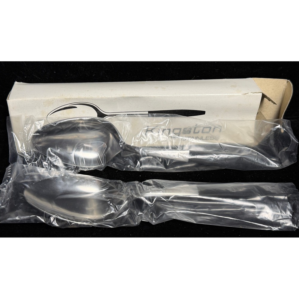 Kingston Stainless- 2 Pc Tablespoon Set #1219, Black Handle, Japan Vintage, NIB